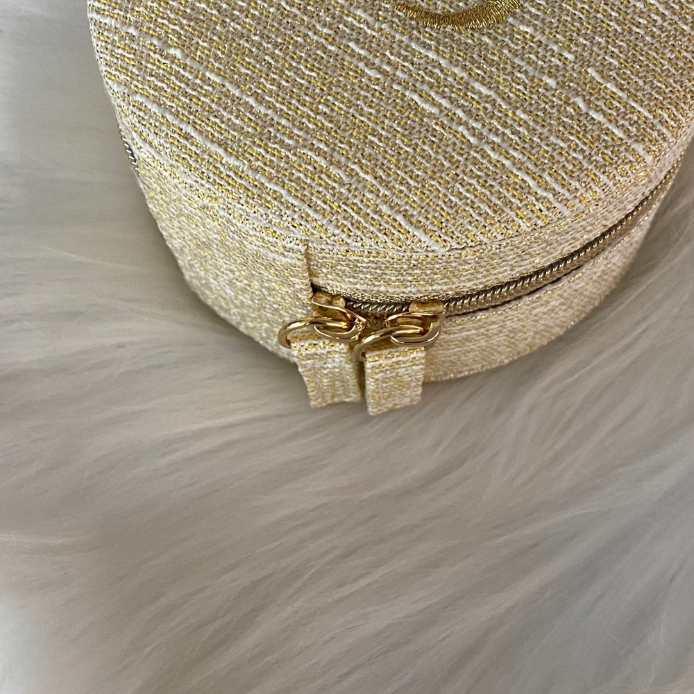 Dior jewelry/ makeup travel trousse pouch gold glitter new in box - Picture 2 of 8